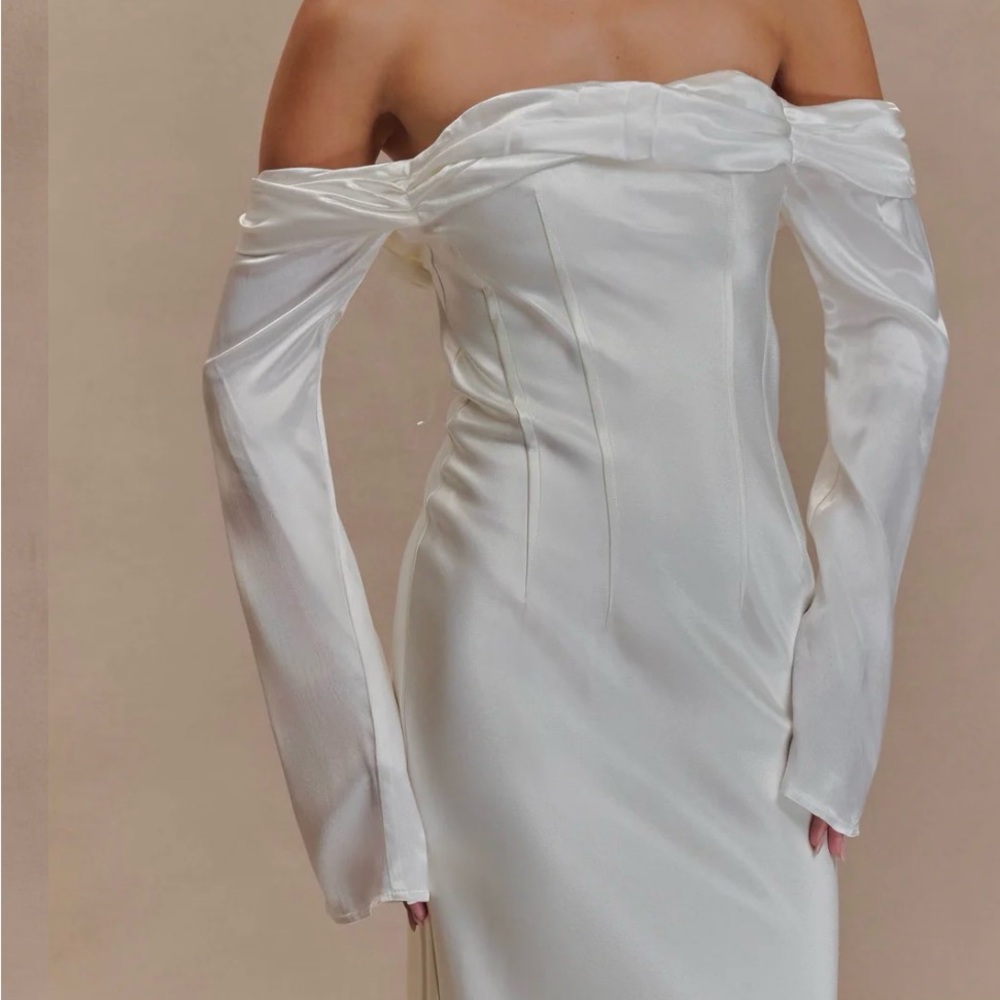 Meshki Off-Shoulder Cream Maxi Dress